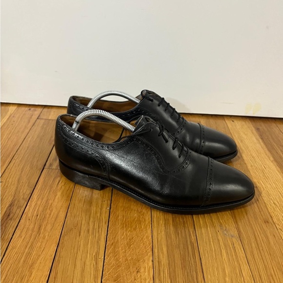 John Lobb SEYMOUR Black Leather Cap toe Oxford Dress Shoes Lace Ups UK 9 US 10